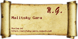 Malitsky Gara névjegykártya